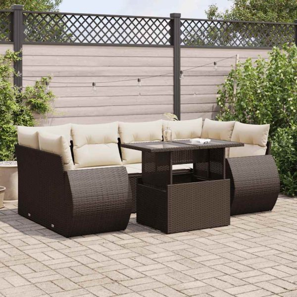 7-Delige Loungeset Met Kussens Poly Rattan - Afbeelding 18