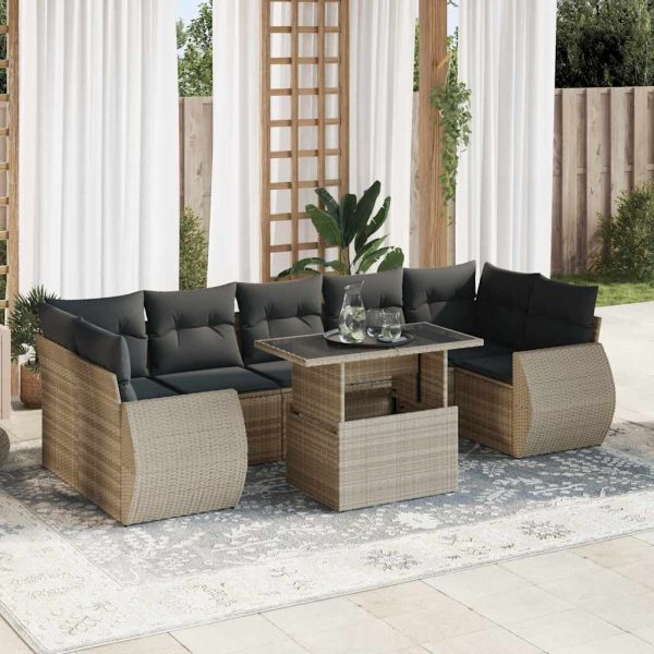 8-Delige Loungeset Met Kussens Poly Rattan - Afbeelding 15