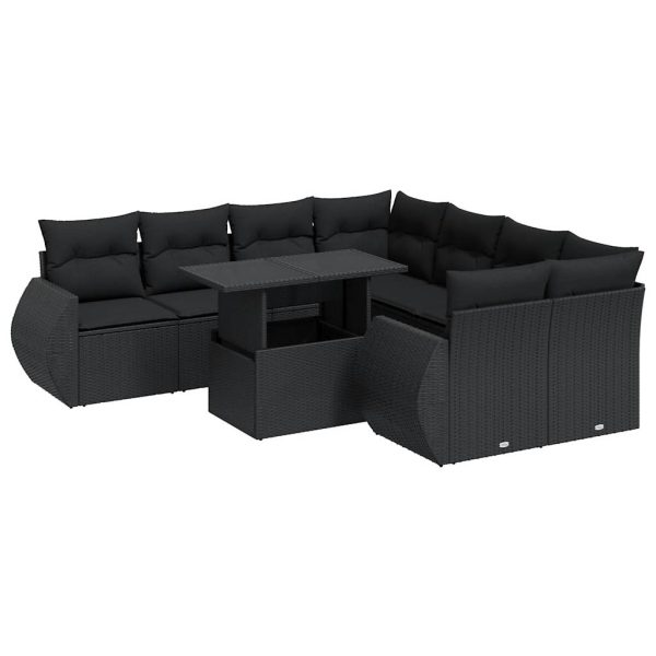 9-Delige Loungeset Met Kussens Poly Rattan - Afbeelding 2