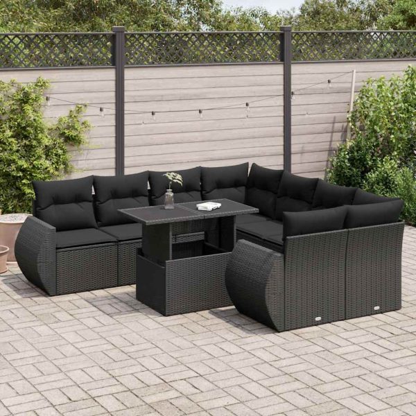 9-Delige Loungeset Met Kussens Poly Rattan