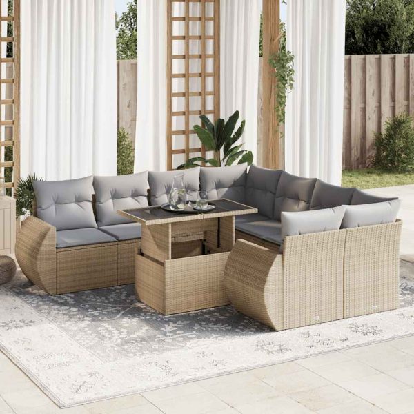 9-Delige Loungeset Met Kussens Poly Rattan - Afbeelding 17