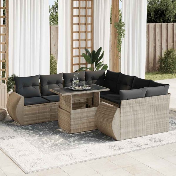 9-Delige Loungeset Met Kussens Poly Rattan - Afbeelding 15