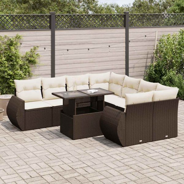 9-Delige Loungeset Met Kussens Poly Rattan - Afbeelding 14