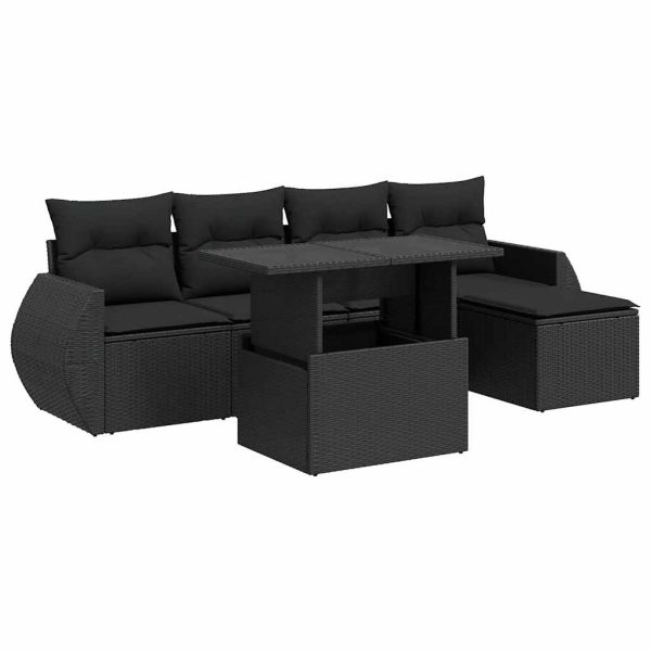 6-Delige Loungeset Met Kussens Poly Rattan - Afbeelding 2