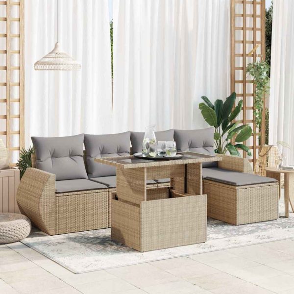 6-Delige Loungeset Met Kussens Poly Rattan - Afbeelding 17