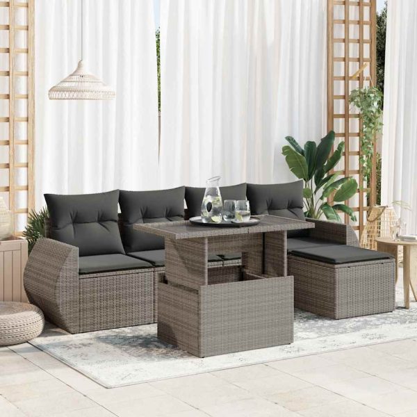 6-Delige Loungeset Met Kussens Poly Rattan - Afbeelding 15