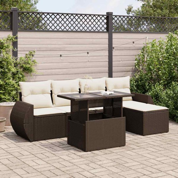 6-Delige Loungeset Met Kussens Poly Rattan - Afbeelding 16