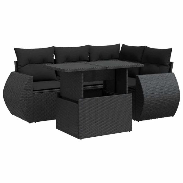 5-Delige Loungeset Met Kussens Poly Rattan - Afbeelding 2