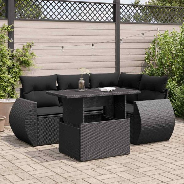 5-Delige Loungeset Met Kussens Poly Rattan