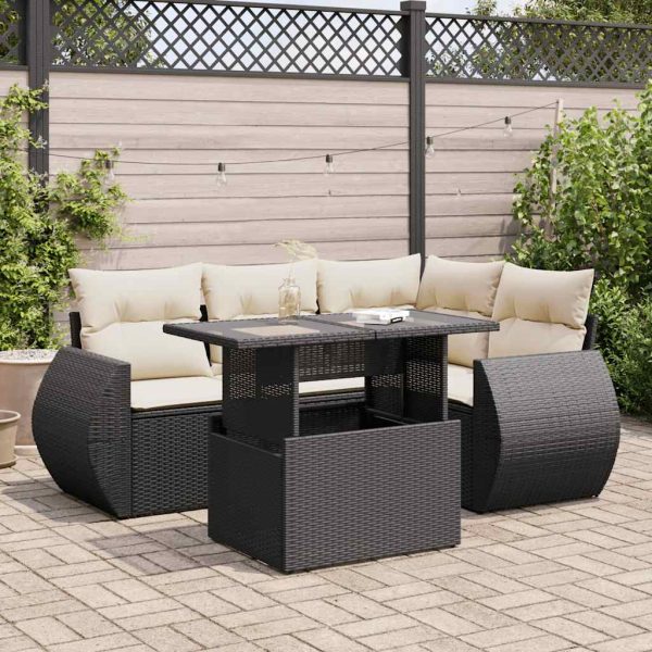 5-Delige Loungeset Met Kussens Poly Rattan - Afbeelding 15