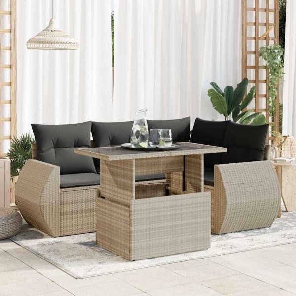 5-Delige Loungeset Met Kussens Poly Rattan - Afbeelding 16