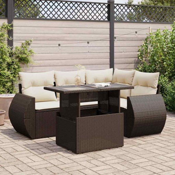 5-Delige Loungeset Met Kussens Poly Rattan - Afbeelding 13