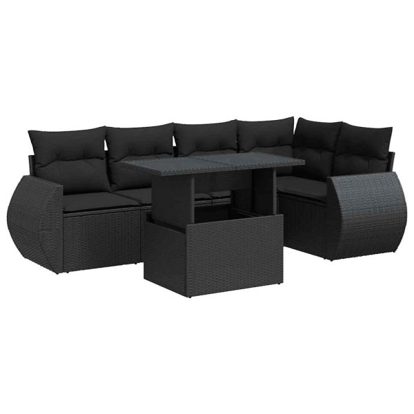 6-Delige Loungeset Met Kussens Poly Rattan - Afbeelding 2