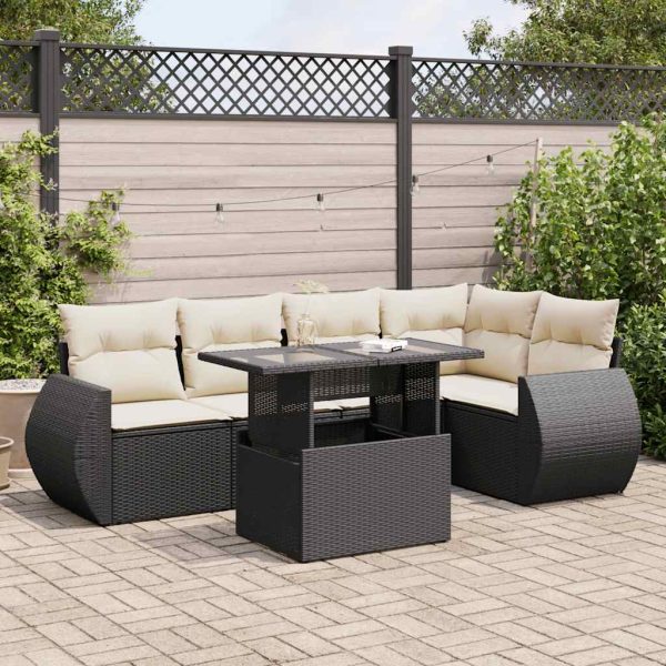 6-Delige Loungeset Met Kussens Poly Rattan - Afbeelding 16