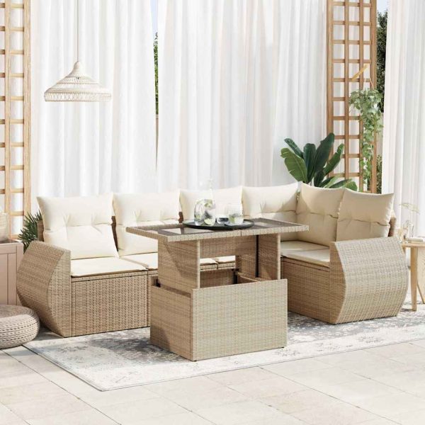 6-Delige Loungeset Met Kussens Poly Rattan - Afbeelding 18