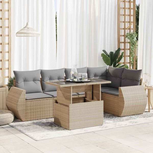 6-Delige Loungeset Met Kussens Poly Rattan - Afbeelding 13