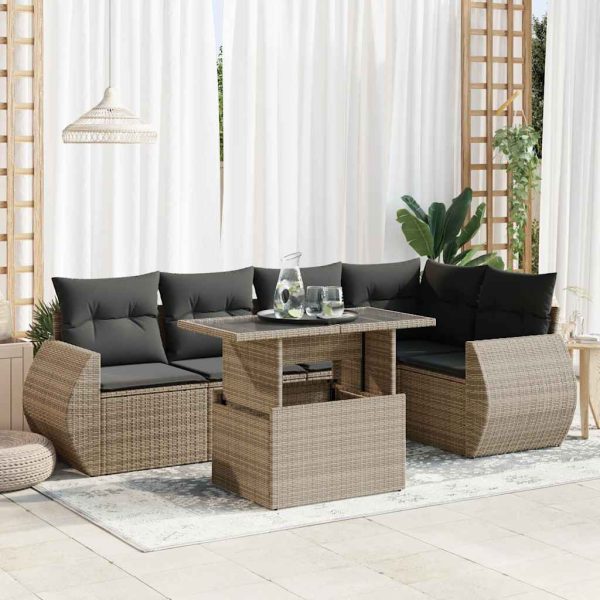 6-Delige Loungeset Met Kussens Poly Rattan - Afbeelding 15