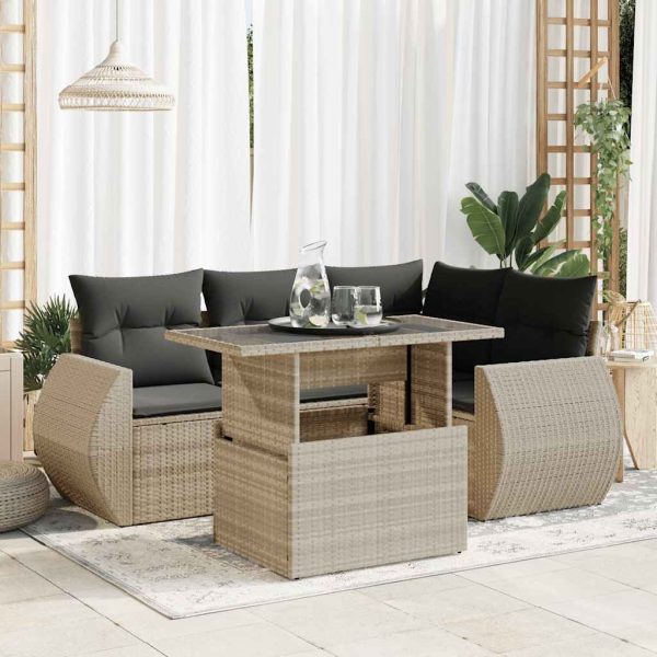 6-Delige Loungeset Met Kussens Poly Rattan - Afbeelding 14