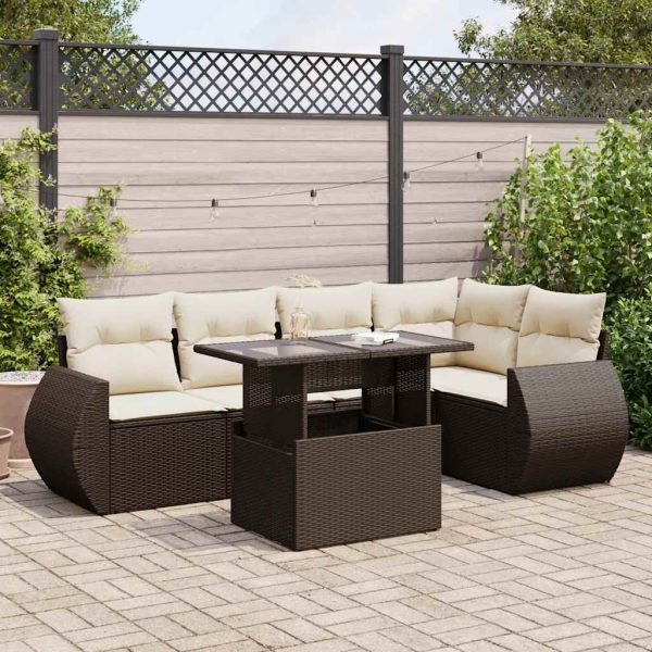 6-Delige Loungeset Met Kussens Poly Rattan - Afbeelding 17