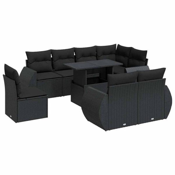 9-Delige Loungeset Met Kussens Poly Rattan - Afbeelding 2