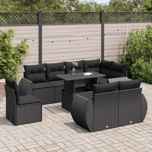 9-Delige Loungeset Met Kussens Poly Rattan