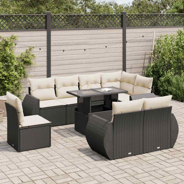 9-Delige Loungeset Met Kussens Poly Rattan - Afbeelding 18