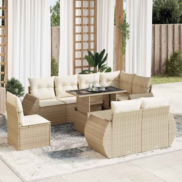 9-Delige Loungeset Met Kussens Poly Rattan - Afbeelding 15