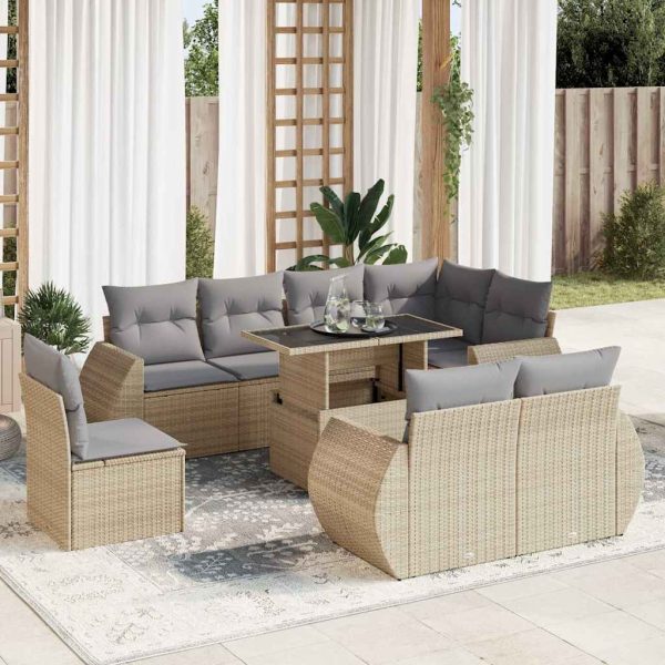 9-Delige Loungeset Met Kussens Poly Rattan - Afbeelding 17