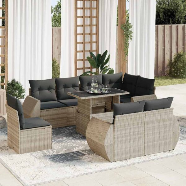 9-Delige Loungeset Met Kussens Poly Rattan - Afbeelding 14