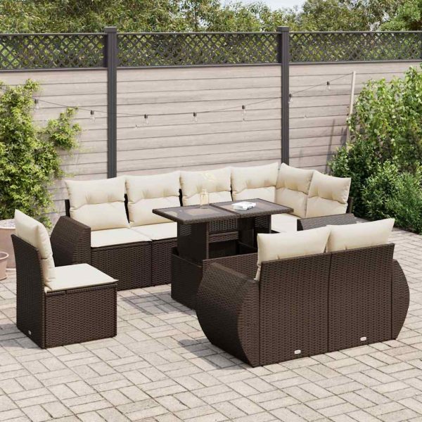 9-Delige Loungeset Met Kussens Poly Rattan - Afbeelding 16