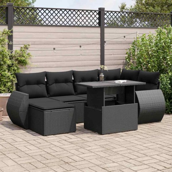 7-Delige Loungeset Met Kussens Poly Rattan