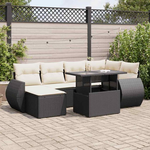 7-Delige Loungeset Met Kussens Poly Rattan - Afbeelding 16