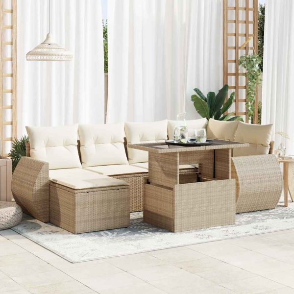 7-Delige Loungeset Met Kussens Poly Rattan - Afbeelding 18