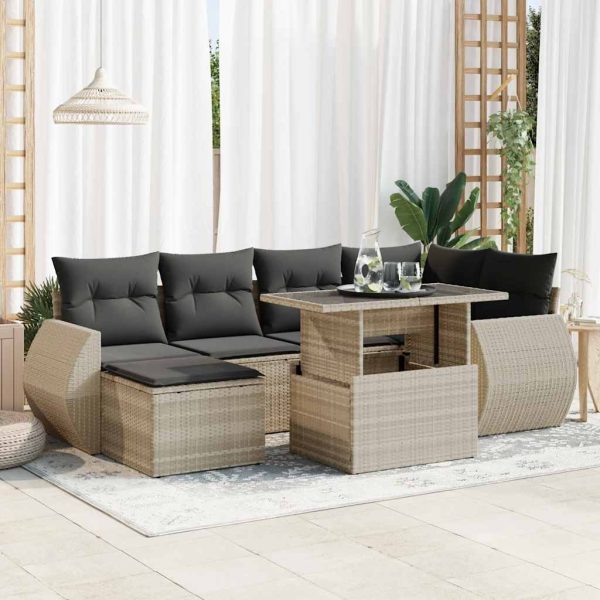 7-Delige Loungeset Met Kussens Poly Rattan - Afbeelding 13