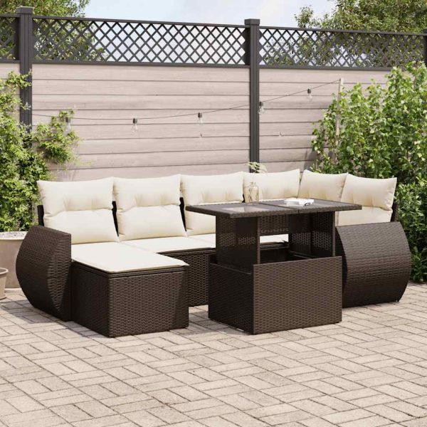 7-Delige Loungeset Met Kussens Poly Rattan - Afbeelding 14