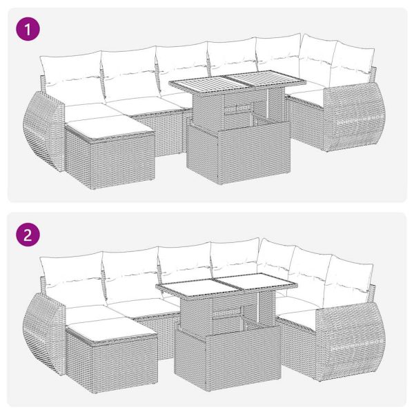 8-Delige Loungeset Met Kussens Poly Rattan - Afbeelding 12