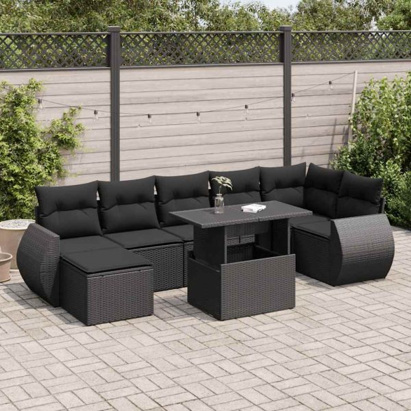 8-Delige Loungeset Met Kussens Poly Rattan