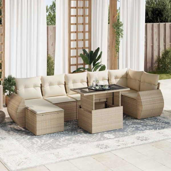 8-Delige Loungeset Met Kussens Poly Rattan - Afbeelding 17