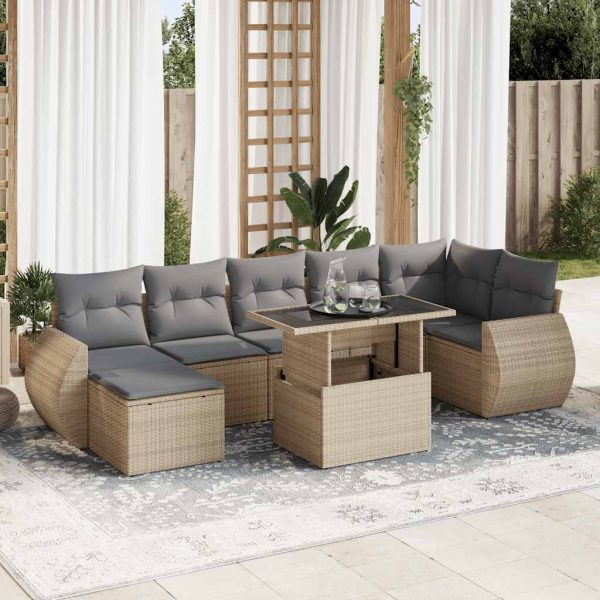 8-Delige Loungeset Met Kussens Poly Rattan - Afbeelding 18