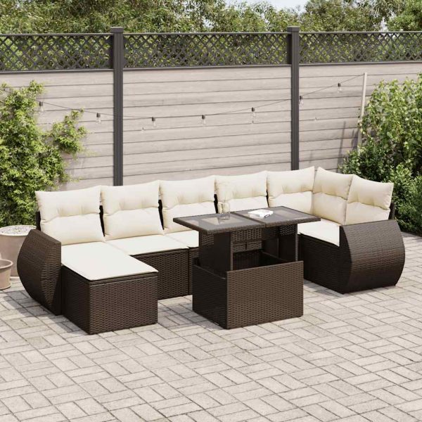 8-Delige Loungeset Met Kussens Poly Rattan - Afbeelding 16