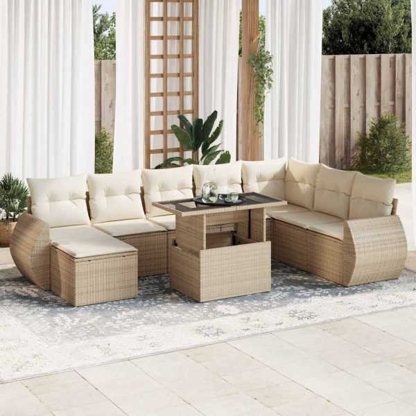 9-Delige Loungeset Met Kussens Poly Rattan - Afbeelding 17