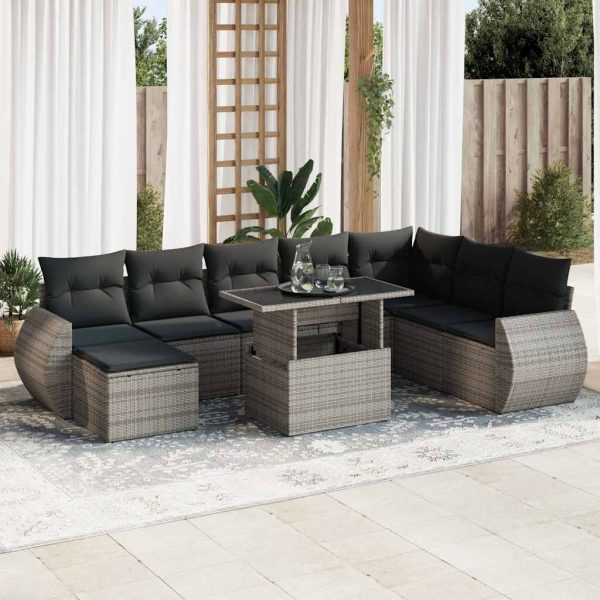 9-Delige Loungeset Met Kussens Poly Rattan - Afbeelding 16