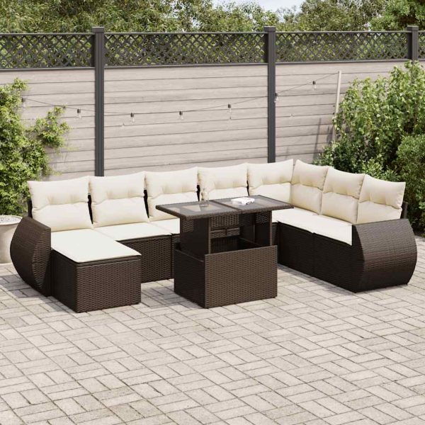 9-Delige Loungeset Met Kussens Poly Rattan - Afbeelding 14