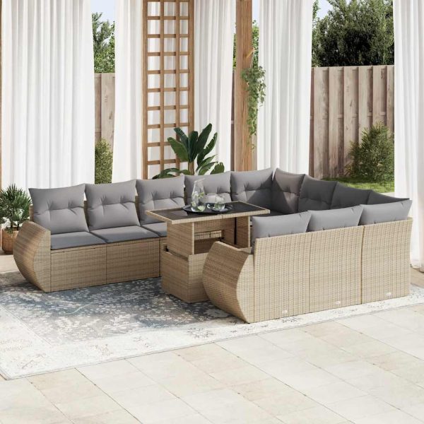 1 Loungeset Met Kussens Poly Rattan - Afbeelding 17