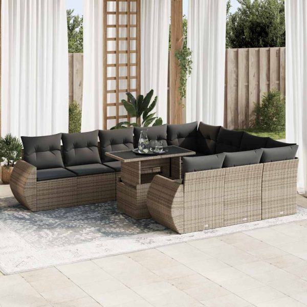 1 Loungeset Met Kussens Poly Rattan - Afbeelding 14