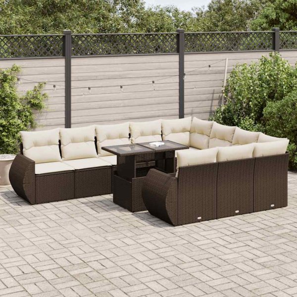 1 Loungeset Met Kussens Poly Rattan - Afbeelding 13