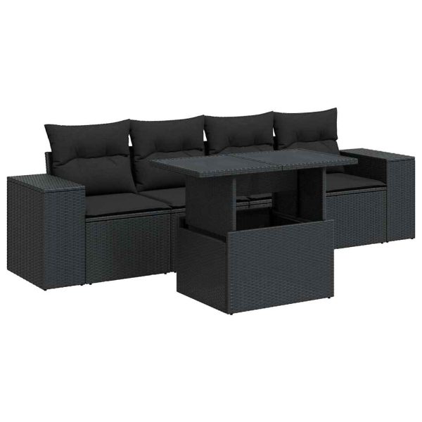 5-Delige Loungeset Met Kussens Poly Rattan - Afbeelding 2