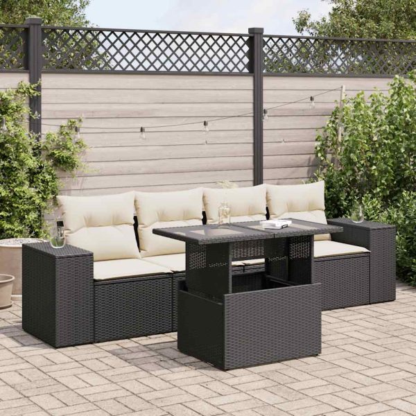 5-Delige Loungeset Met Kussens Poly Rattan - Afbeelding 15