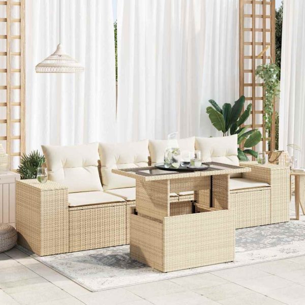 5-Delige Loungeset Met Kussens Poly Rattan - Afbeelding 18