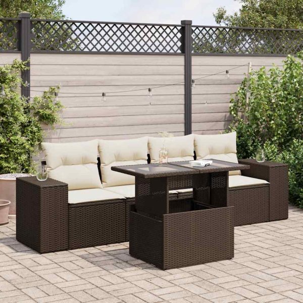 5-Delige Loungeset Met Kussens Poly Rattan - Afbeelding 13